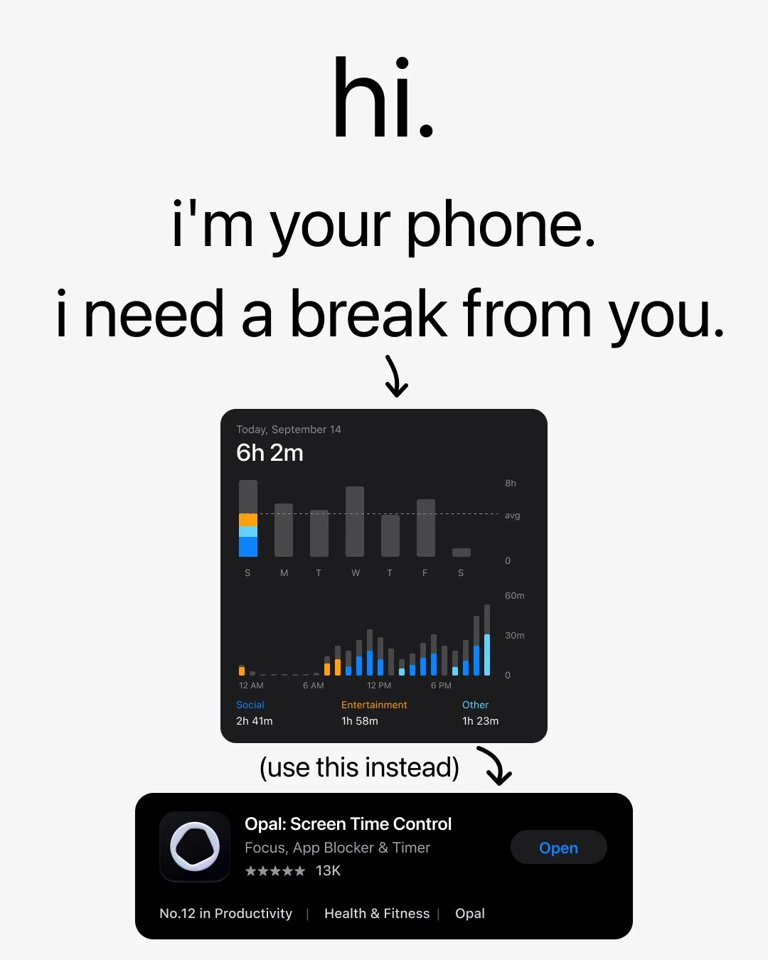 Advertising creative for Opal: Screen Time Control