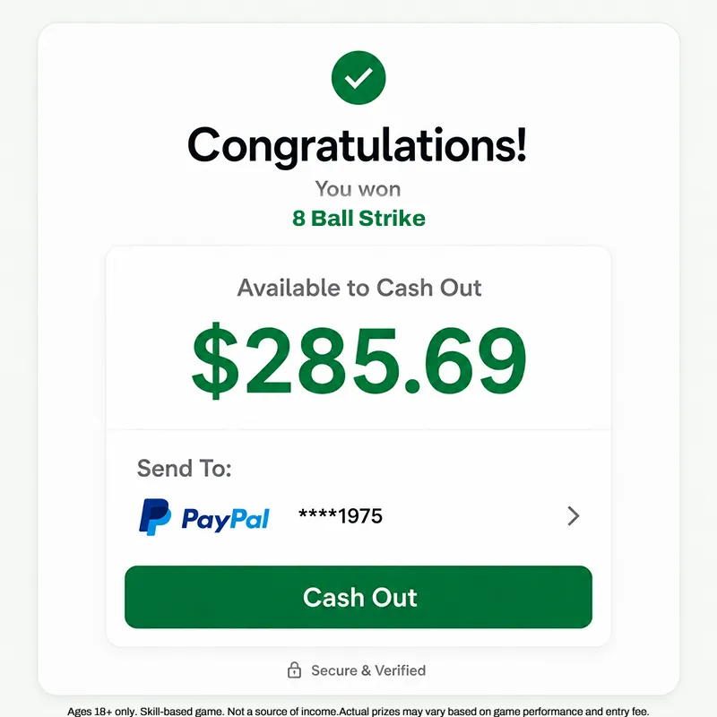 Advertising creative for 8 Ball Strike: Win Real Cash