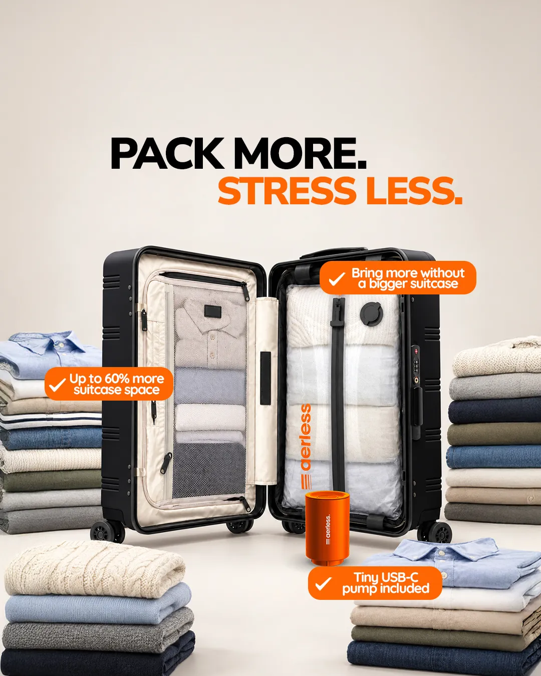 Aerless ad: We compared all compression bags. The results were shocking...