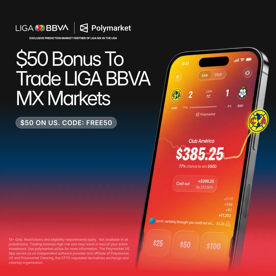 Advertising creative for Polymarket: Trade Live Sports